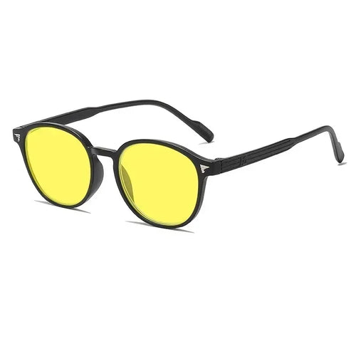 Men Women Large Frame Yellow Protective Sunglasses New Retro Ruond Night Vision Glasses High-Definition Computer Driving Glasses