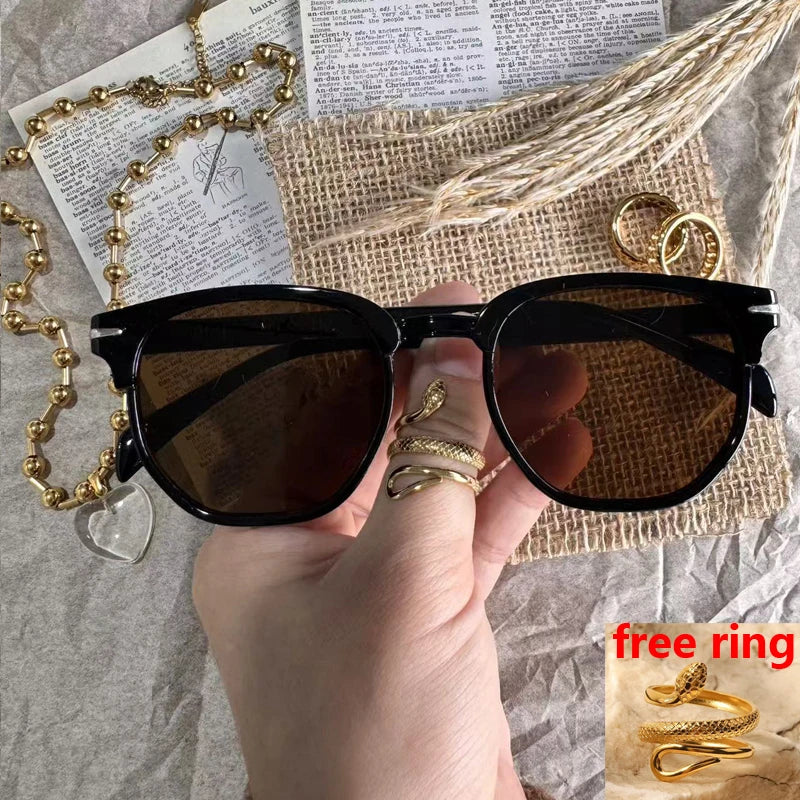 Retro Sunglasses Men Women Popular Square Oval Sun Glasses Ladies Black Eyeglasses Driver Goggles UV400 Mirror
