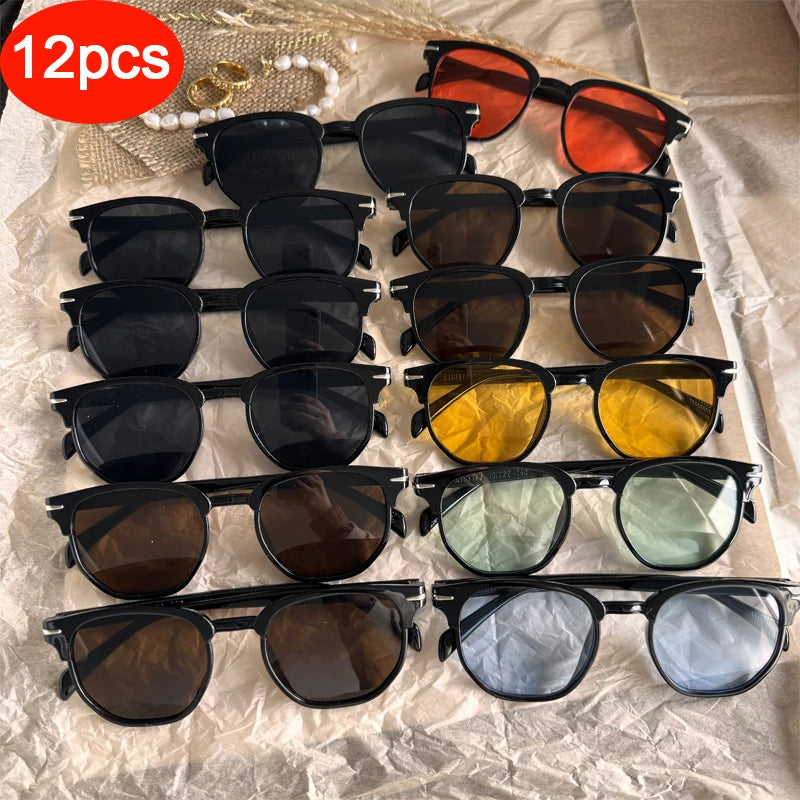 Retro Sunglasses Men Women Popular Square Oval Sun Glasses Ladies Black Eyeglasses Driver Goggles UV400 Mirror