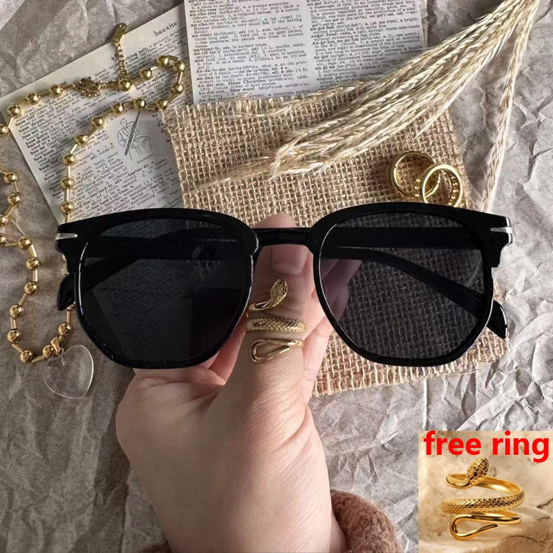 Retro Sunglasses Men Women Popular Square Oval Sun Glasses Ladies Black Eyeglasses Driver Goggles UV400 Mirror