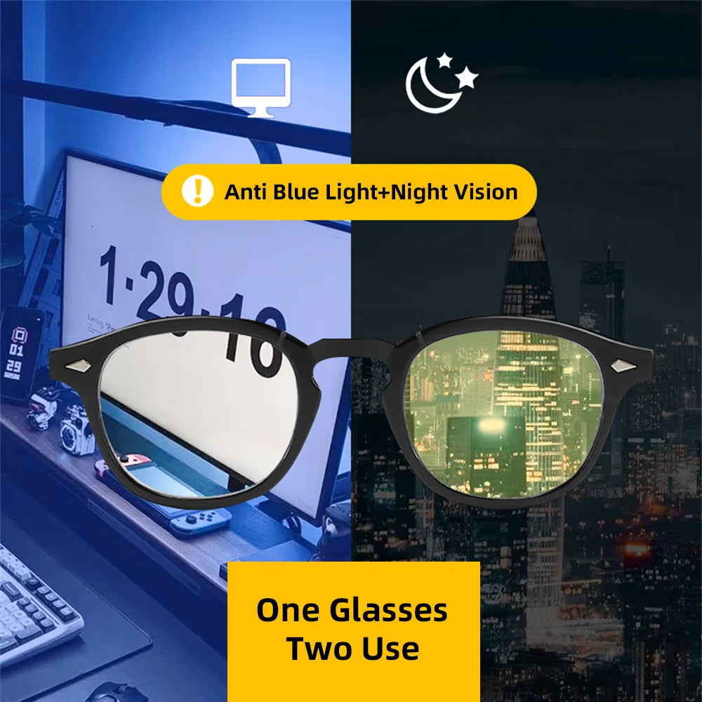 Retro Blue Light Blocking Glasses Men Night Vision Yellow Lens Square UV400 Women Bluelight Filter Computer Eyeglasses