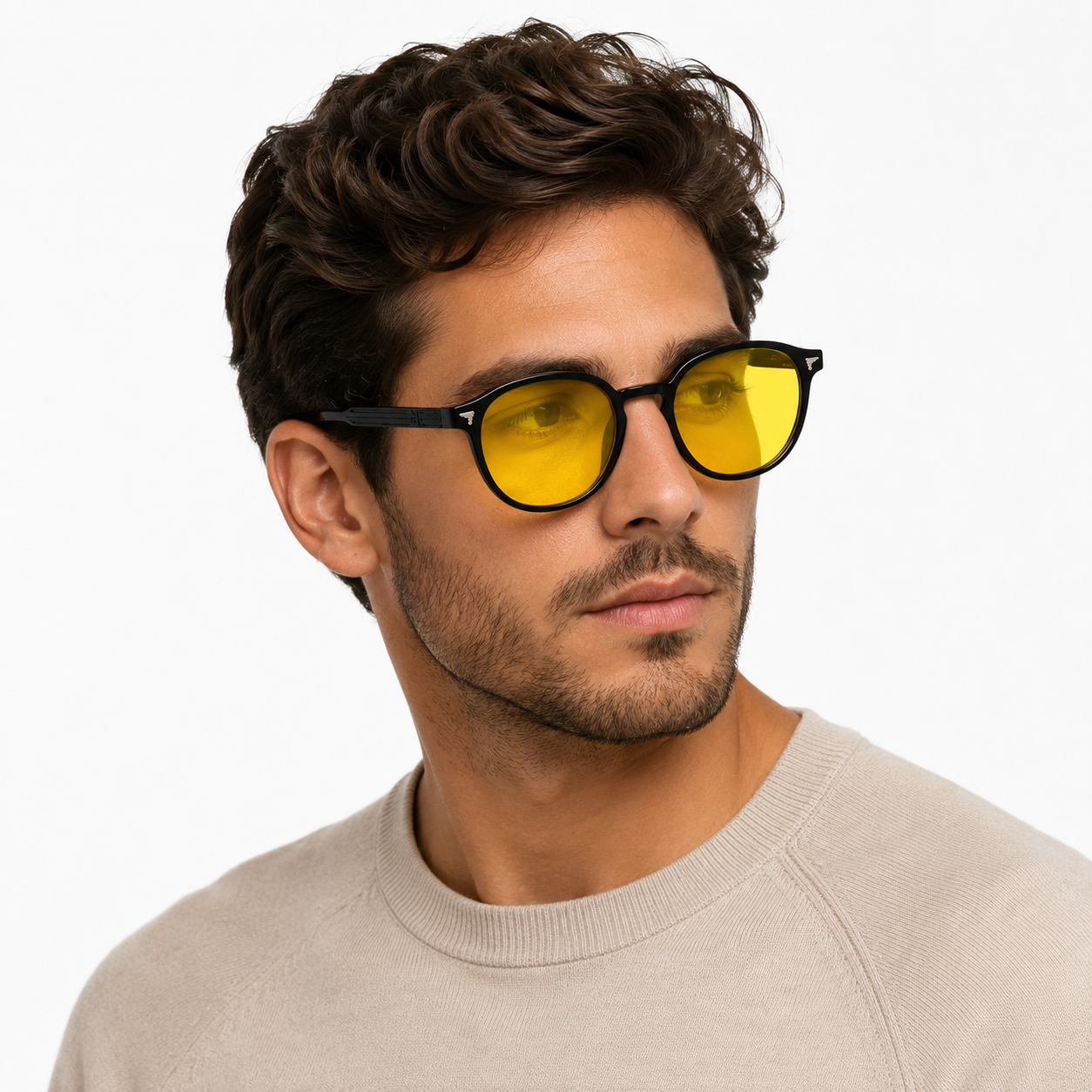 Elian Óptica Amber Round — Yellow-Tint Screen Glasses