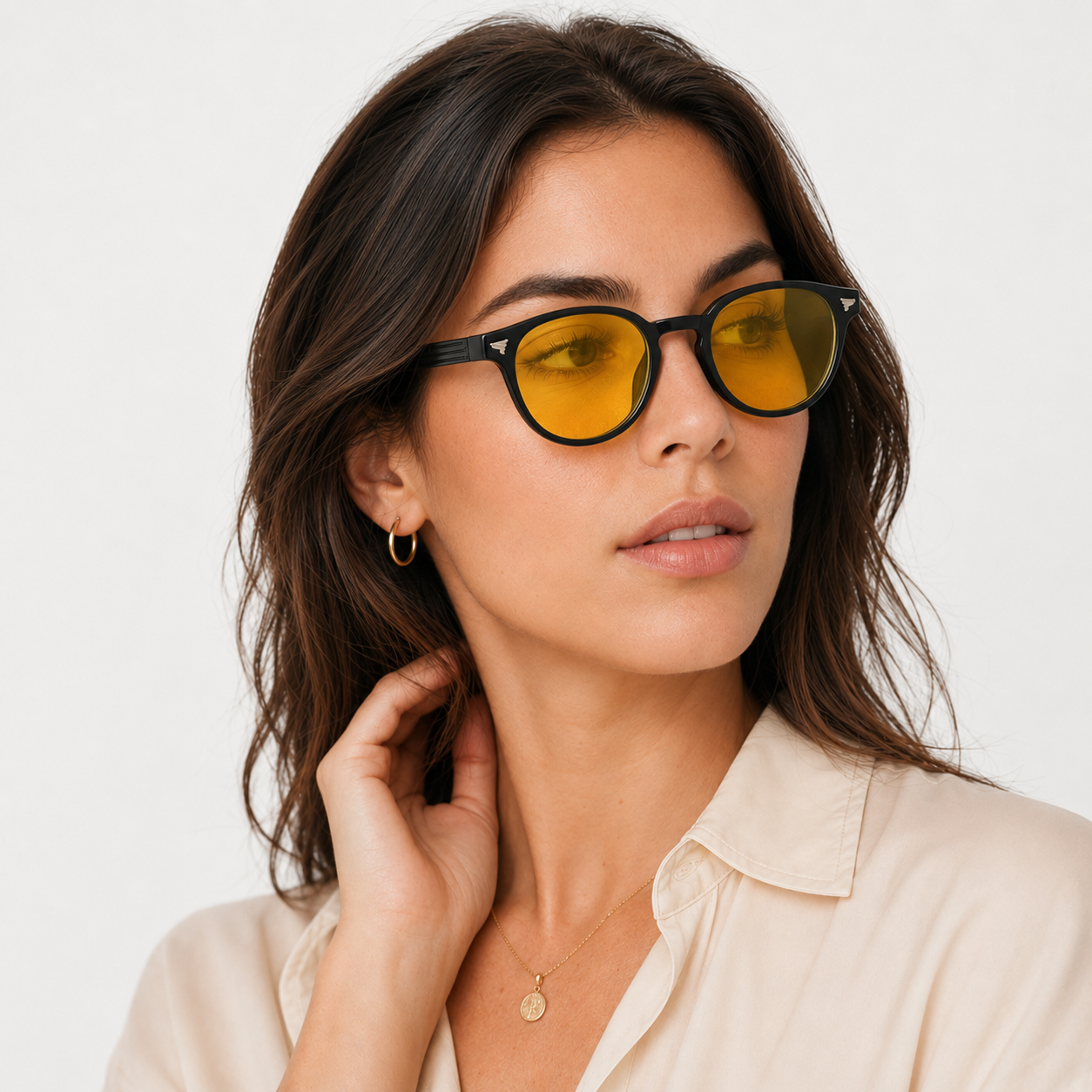 Elian Óptica Amber Round — Yellow-Tint Screen Glasses
