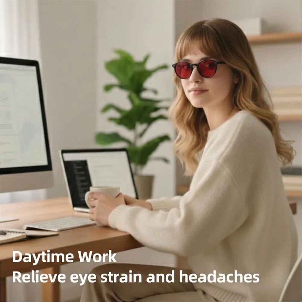 Blue Light Blocking Glasses Red Tinted Lenses Better Sleep Prevent Eye Fatigue Men Women TR90 Nightvision for Work and Sport