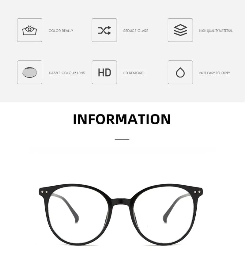 Vintage round Transparent Computer Glasses Frame Women Men anti Blue Light Eyewear Blocking Eyeglass Optical Spectacle