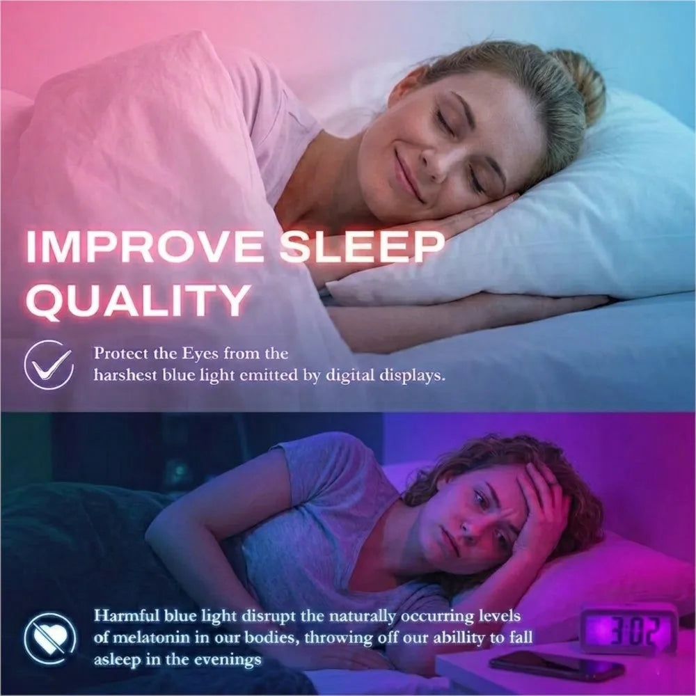 Blue Light Blocking Glasses Red Tinted Lenses Better Sleep Prevent Eye Fatigue Men Women TR90 Nightvision for Work and Sport