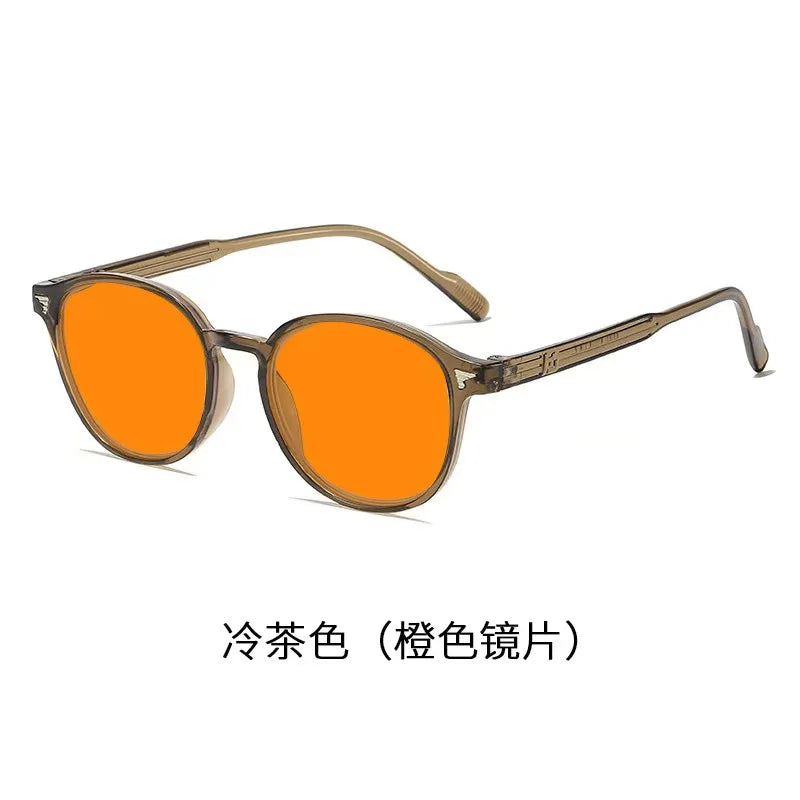Men Women Large Frame Yellow Protective Sunglasses New Retro Ruond Night Vision Glasses High-Definition Computer Driving Glasses